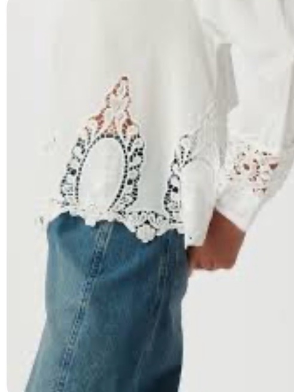 Cynthia Rowley White Eyelet Crochet Hem Blouse